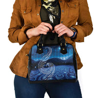 New Zealand Matariki Shoulder Handbag Taniko Aramoana With Koru Galaxy Sky Night LT9 - Polynesian Pride