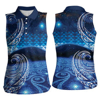 New Zealand Matariki Women Sleeveless Polo Shirt Taniko Aramoana With Koru Galaxy Sky Night
