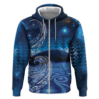 New Zealand Matariki Zip Hoodie Taniko Aramoana With Koru Galaxy Sky Night
