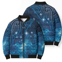 New Zealand Matariki Bomber Puffer Jacket Taniko Aramoana With Maori Galaxy Sky Night - Polynesian Pride