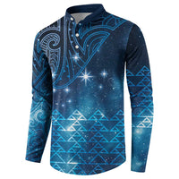 New Zealand Matariki Button Sweatshirt Taniko Aramoana With Maori Galaxy Sky Night
