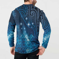 New Zealand Matariki Button Sweatshirt Taniko Aramoana With Maori Galaxy Sky Night