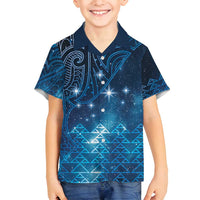 New Zealand Matariki Family Matching Puletasi and Hawaiian Shirt Taniko Aramoana With Maori Galaxy Sky Night