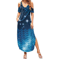 New Zealand Matariki Family Matching Summer Maxi Dress and Hawaiian Shirt Taniko Aramoana With Maori Galaxy Sky Night