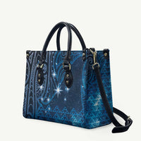New Zealand Matariki Leather Bag Taniko Aramoana With Maori Galaxy Sky Night - Polynesian Pride