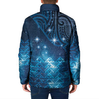 New Zealand Matariki Padded Jacket Taniko Aramoana With Maori Galaxy Sky Night - Polynesian Pride