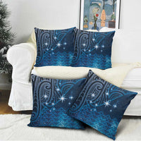 New Zealand Matariki Pillow Cover Taniko Aramoana With Maori Galaxy Sky Night - Polynesian Pride