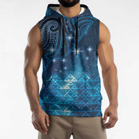 New Zealand Matariki Sleeveless Hoodie Taniko Aramoana With Maori Galaxy Sky Night - Polynesian Pride
