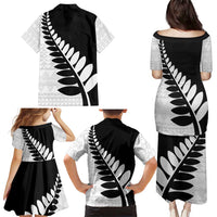New Zealand Silver Fern Niho Taniwha Family Matching Puletasi and Hawaiian Shirt