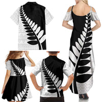 New Zealand Silver Fern Niho Taniwha Family Matching Summer Maxi Dress and Hawaiian Shirt