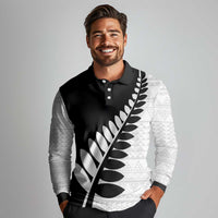 New Zealand Silver Fern Niho Taniwha Long Sleeve Polo Shirt