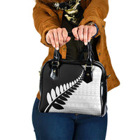 New Zealand Silver Fern Niho Taniwha Shoulder Handbag LT9 One Size Black - Polynesian Pride
