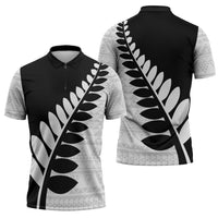 New Zealand Silver Fern Niho Taniwha Zipper Polo Shirt - Polynesian Pride