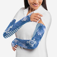 Blue Hibiscus Turle Arm Sleeves Hawaiian Style Tribal Tapa Pattern - Polynesian Pride
