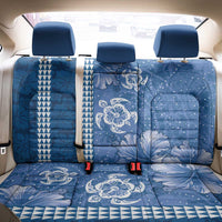Blue Hibiscus Turle Back Car Seat Cover Hawaiian Style Tribal Tapa Pattern
