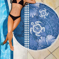 Blue Hibiscus Turle Beach Blanket Hawaiian Style Tribal Tapa Pattern