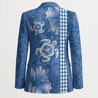 Blue Hibiscus Turle Blazer Hawaiian Style Tribal Tapa Pattern - Polynesian Pride