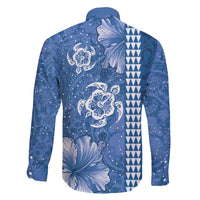 Blue Hibiscus Turle Family Matching Mermaid Dress and Hawaiian Shirt Hawaiian Style Tribal Tapa Pattern LT9 - Polynesian Pride