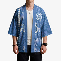 Blue Hibiscus Turle Kimono Hawaiian Style Tribal Tapa Pattern - Polynesian Pride