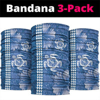 Blue Hibiscus Turle Neck Gaiter Hawaiian Style Tribal Tapa Pattern - Polynesian Pride