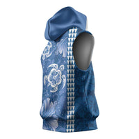Blue Hibiscus Turle Sleeveless Hoodie Hawaiian Style Tribal Tapa Pattern LT9 - Polynesian Pride