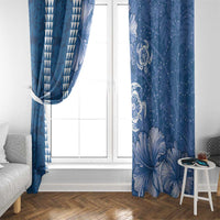 Blue Hibiscus Turle Window Curtain Hawaiian Style Tribal Tapa Pattern