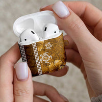 Gold Hibiscus Turle AirPods Case Hawaiian Style Tribal Tapa Pattern LT9 - Polynesian Pride