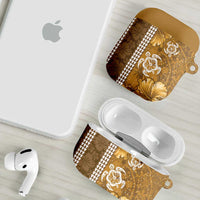 Gold Hibiscus Turle AirPods Case Hawaiian Style Tribal Tapa Pattern LT9 - Polynesian Pride