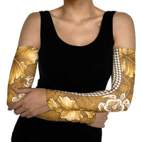 Gold Hibiscus Turle Arm Sleeves Hawaiian Style Tribal Tapa Pattern - Polynesian Pride