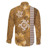 Gold Hibiscus Turle Family Matching Puletasi and Hawaiian Shirt Hawaiian Style Tribal Tapa Pattern