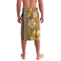 Gold Hibiscus Turle Lavalava Hawaiian Style Tribal Tapa Pattern