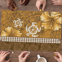 Gold Hibiscus Turle Puzzle Hawaiian Style Tribal Tapa Pattern - Polynesian Pride