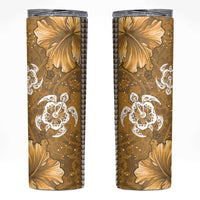 Gold Hibiscus Turle Skinny Tumbler Hawaiian Style Tribal Tapa Pattern