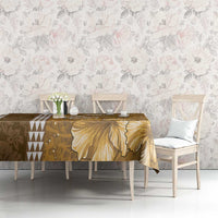 Gold Hibiscus Turle Tablecloth Hawaiian Style Tribal Tapa Pattern