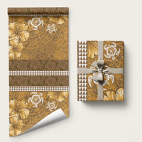 Gold Hibiscus Turle Wrapping Paper Hawaiian Style Tribal Tapa Pattern - Polynesian Pride