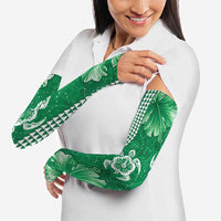 Green Hibiscus Turle Arm Sleeves Hawaiian Style Tribal Tapa Pattern - Polynesian Pride