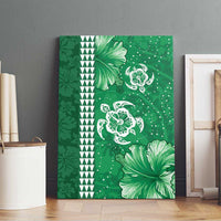 Green Hibiscus Turle Canvas Wall Art Hawaiian Style Tribal Tapa Pattern LT9 - Polynesian Pride