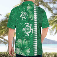 Green Hibiscus Turle Hawaiian Shirt Hawaiian Style Tribal Tapa Pattern