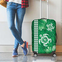 Green Hibiscus Turle Luggage Cover Hawaiian Style Tribal Tapa Pattern