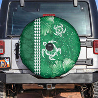 Green Hibiscus Turle Spare Tire Cover Hawaiian Style Tribal Tapa Pattern