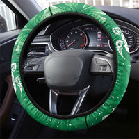 Green Hibiscus Turle Steering Wheel Cover Hawaiian Style Tribal Tapa Pattern
