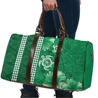 Green Hibiscus Turle Travel Bag Hawaiian Style Tribal Tapa Pattern - Polynesian Pride