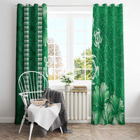 Green Hibiscus Turle Window Curtain Hawaiian Style Tribal Tapa Pattern