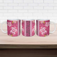 Pink Hibiscus Turle Ceramic Mug Hawaiian Style Tribal Tapa Pattern - Polynesian Pride
