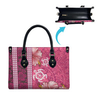 Pink Hibiscus Turle Leather Bag Hawaiian Style Tribal Tapa Pattern - Polynesian Pride