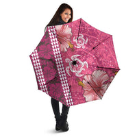 Pink Hibiscus Turle Umbrella Hawaiian Style Tribal Tapa Pattern - Polynesian Pride