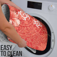 Red Hibiscus Turle Bathroom Set Hawaiian Style Tribal Tapa Pattern - Polynesian Pride