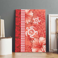 Red Hibiscus Turle Canvas Wall Art Hawaiian Style Tribal Tapa Pattern LT9 - Polynesian Pride