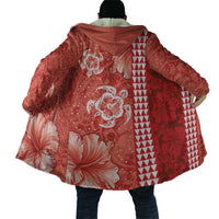 Red Hibiscus Turle Cloak Hawaiian Style Tribal Tapa Pattern - Polynesian Pride
