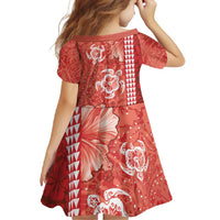 Red Hibiscus Turle Family Matching Long Sleeve Bodycon Dress and Hawaiian Shirt Hawaiian Style Tribal Tapa Pattern LT9 - Polynesian Pride